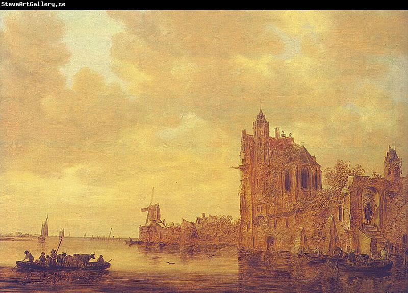 Jan van de Cappelle River Landscape with Pellekussenpoort, Utrecht and Gothic Choir